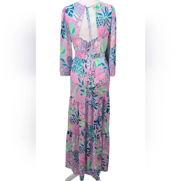 LILLY PULITZER Floral Pink and Blue Maxi Dress - Picture 4 of 14